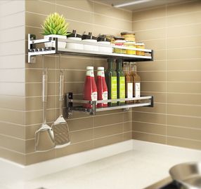 Het eenvoudige Houseware Muur Opgezette Innovatieve Ontwerp van het Keukenrek voor Zware Ladingen